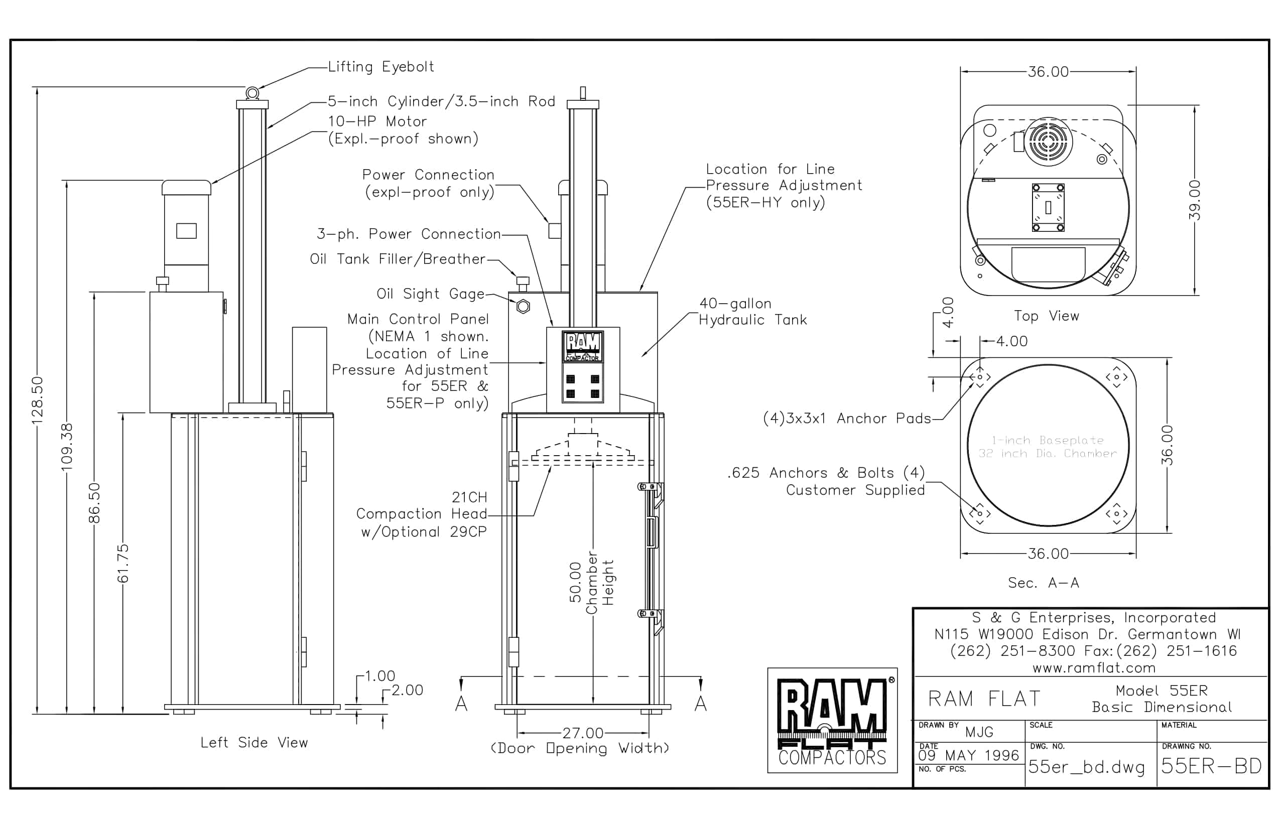 Schematic of RAM FLAT model for article about RAM FLAT Equipment Manuals, Schematics & Complete Parts Lists Picture of Free Application Engineering to illustrate the blog post titled Free Application Engineering for Your Drum Crushing and Drum Compacting Needs